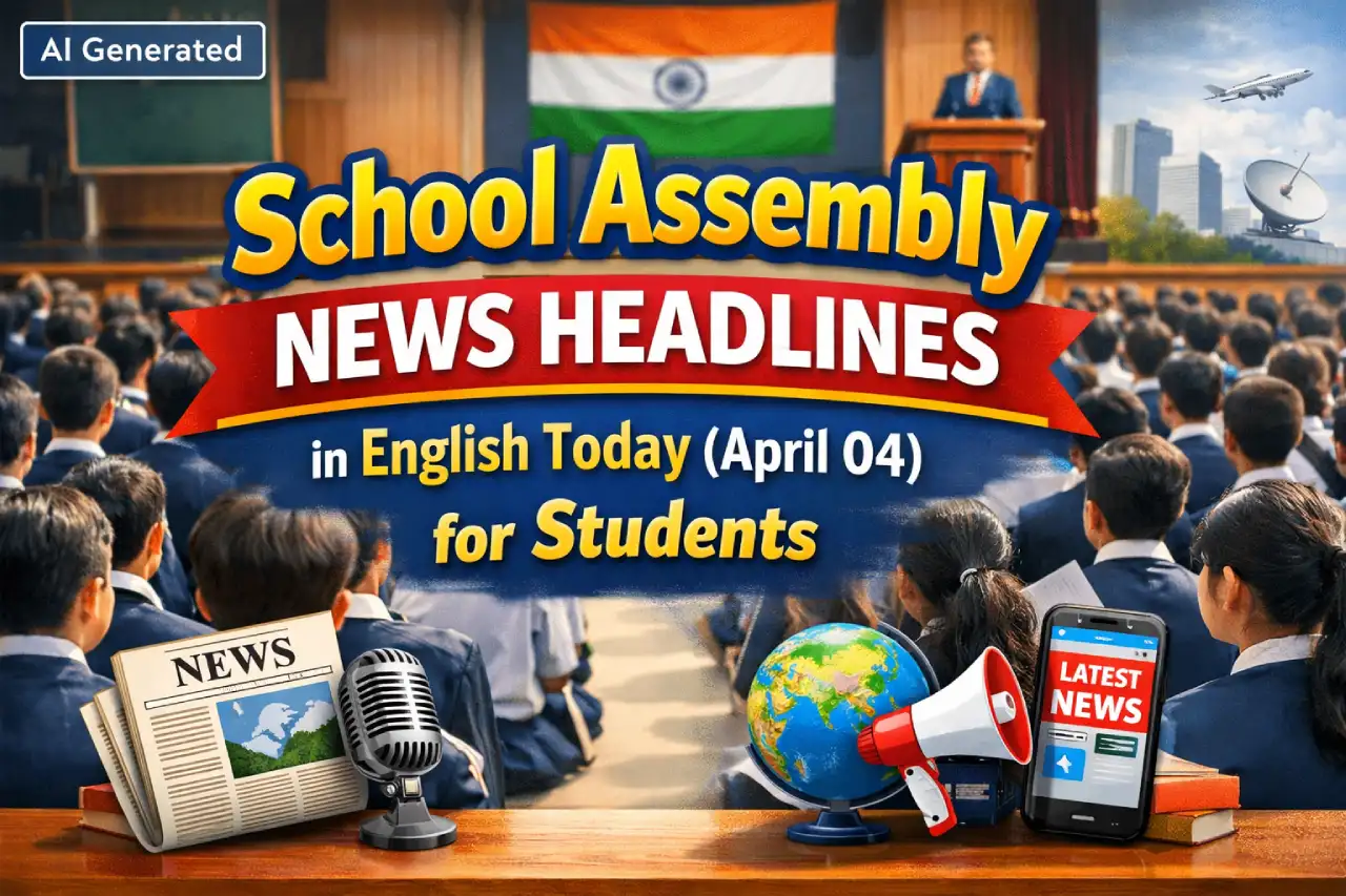 School Assembly News Headlines in English Today (April 04 ) for Students