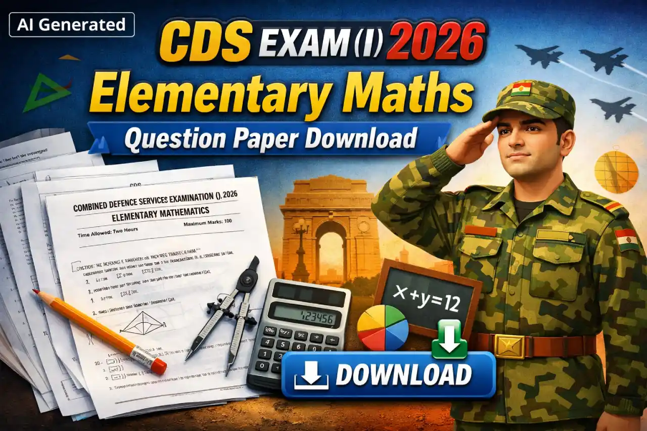 CDS Exam (I) 2026 Maths Question Paper Download: Elementary Mathematics PDF