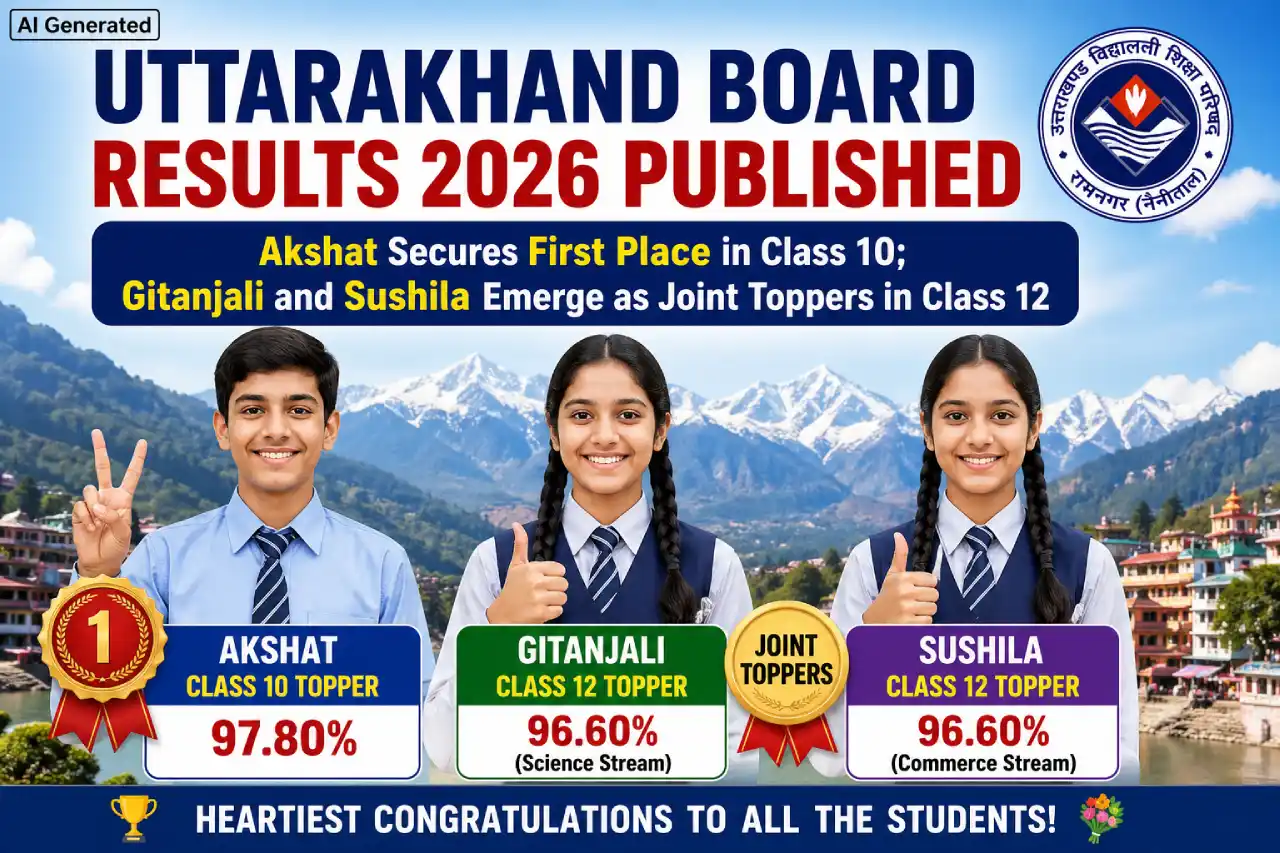 Uttarakhand Board Results 2026 Published: Akshat Secures First Place in Class 10; Gitanjali and Sushila Emerge as Joint Toppers in Class 12