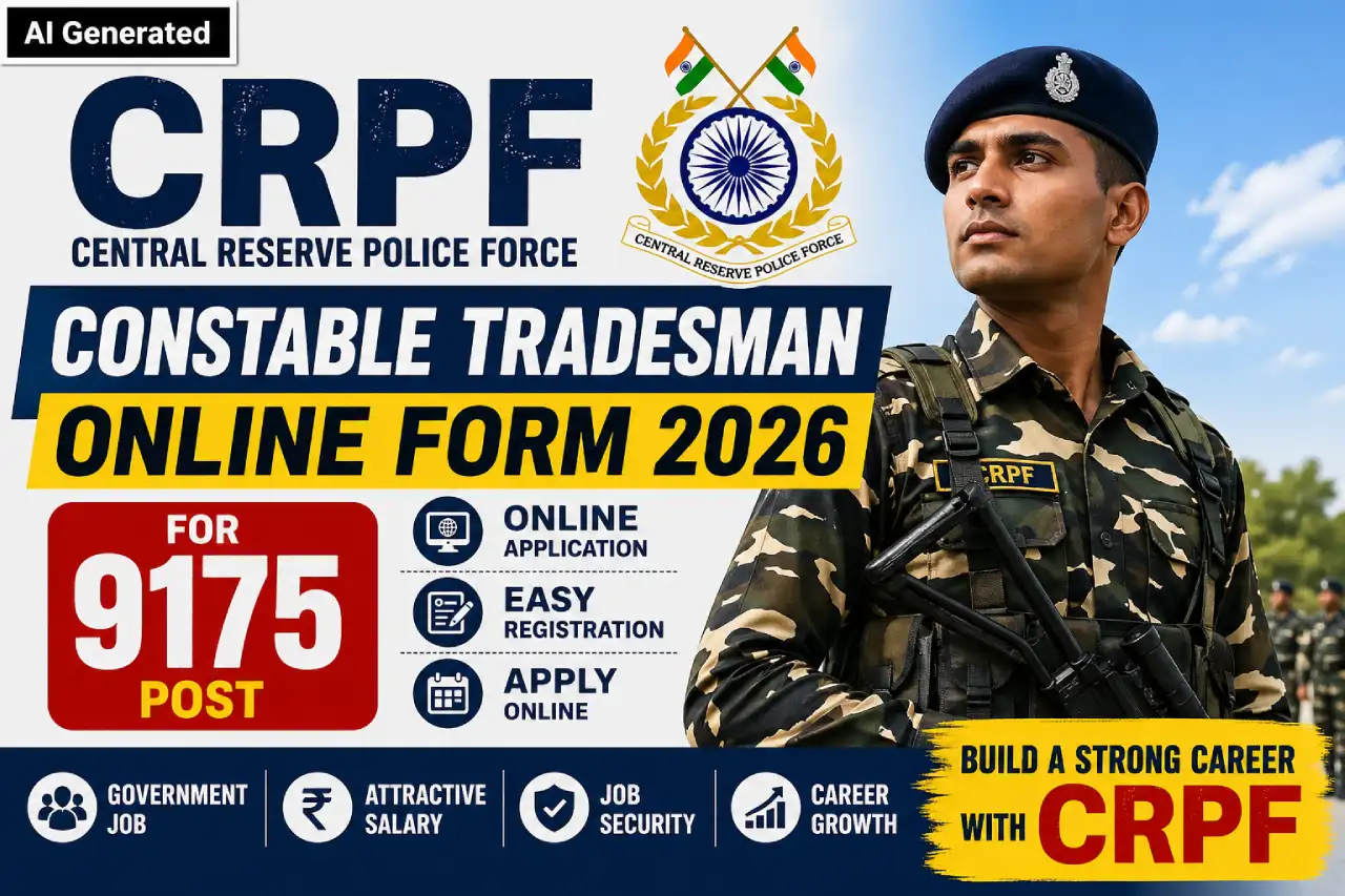 CRPF Constable Tradesman Online Form 2026 for 9175 Post
