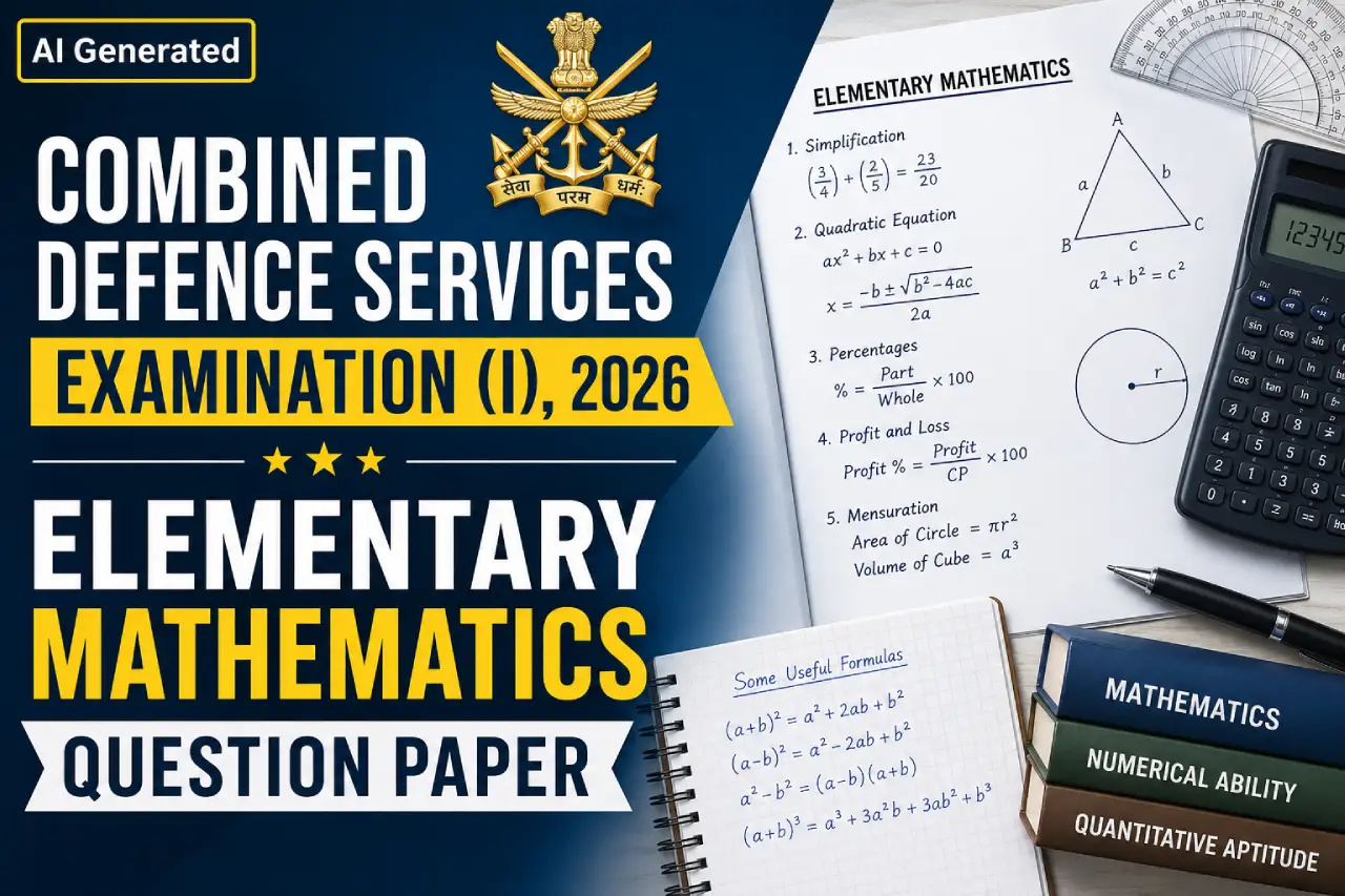 Combined Defence Services Examination (I), 2026 Elementary Mathematics Question Paper