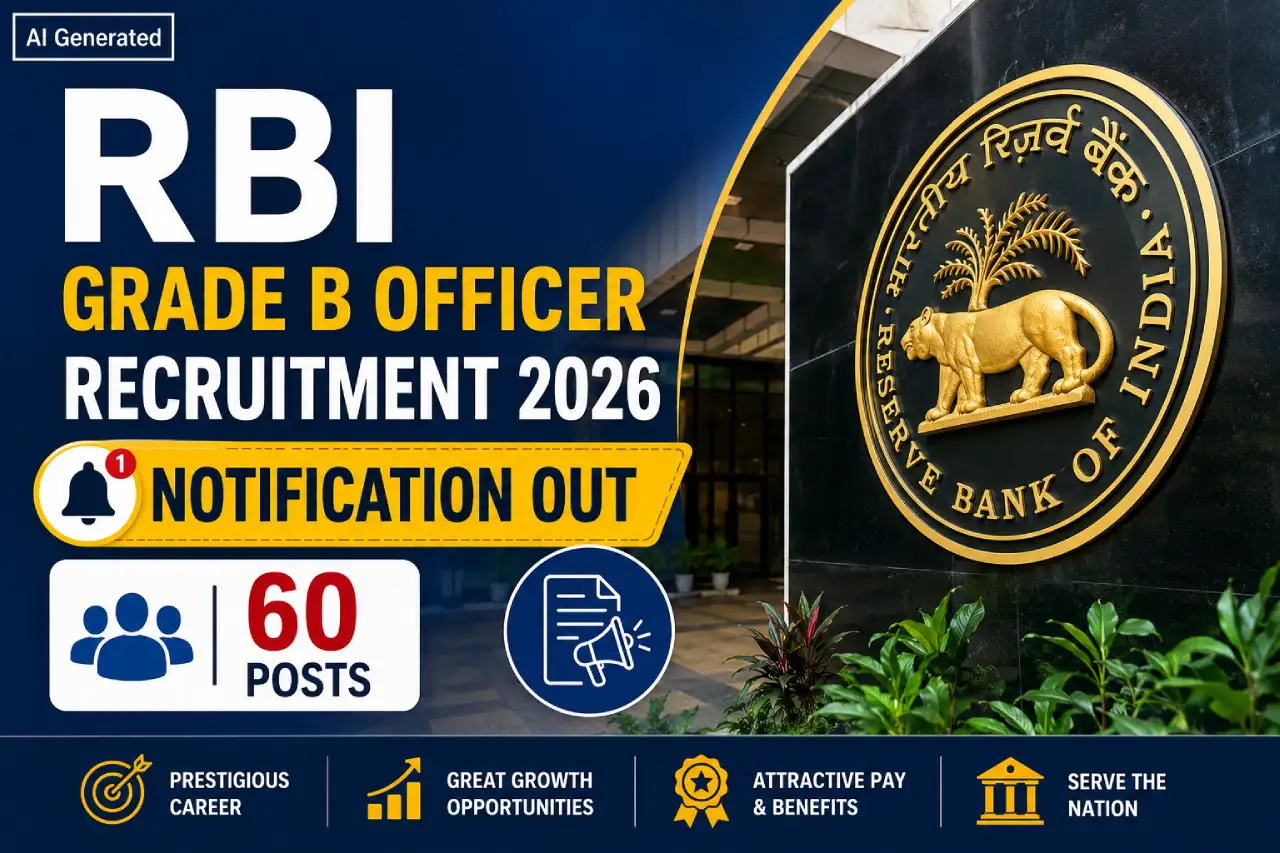 RBI Grade b Officer Recruitment 2026 Notification Out for 60 Posts