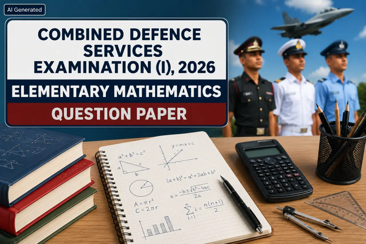 Combined Defence Services Examination (I), 2026 Elementary Mathematics Question Paper