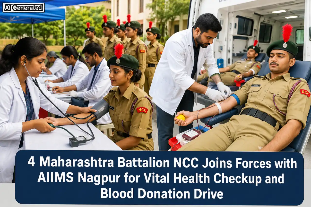 4 Maharashtra Battalion NCC Joins Forces with AIIMS Nagpur for Vital Health Checkup and Blood Donation Drive
