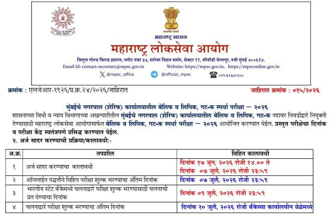 MPSC Clerk Recruitment 2026: Maharashtra Group-C Exam Post Vacancies