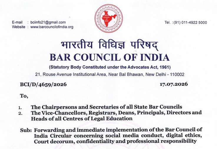 Law Students Must Sign Social Media Undertaking Before Admission and Internships:BCI