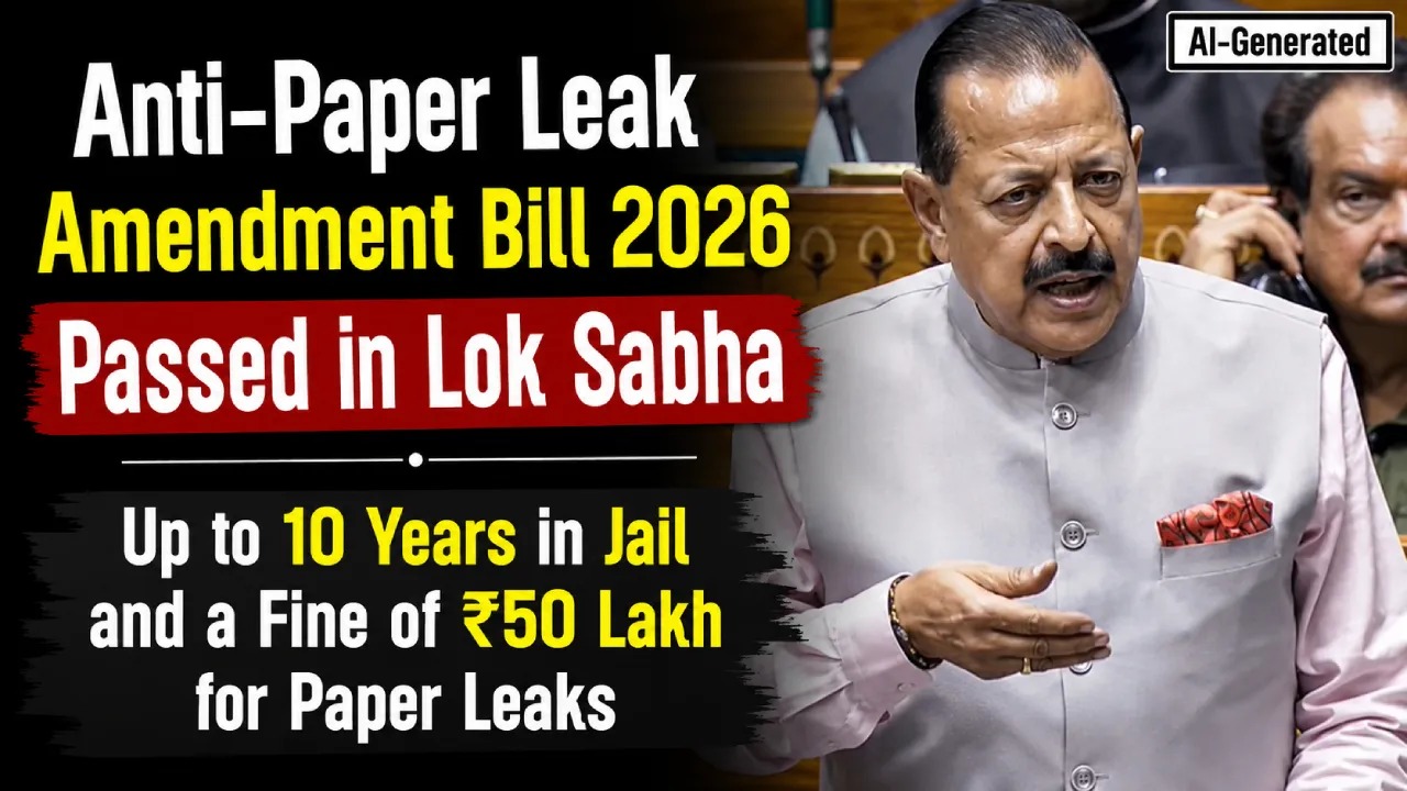 Anti-Paper Leak Amendment Bill 2026 Passed in Lok Sabha; Up to 10 Years in Jail and a Fine of ₹50 Lakh for Paper Leaks