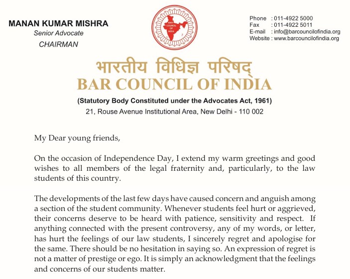 BCI Chairman Apologises to Students! Says, “I Regret If Their Feelings Were Hurt”