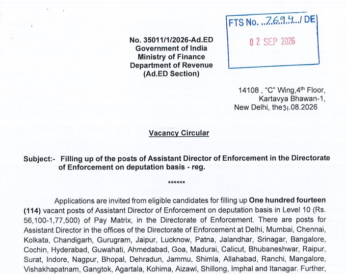 ED Recruitment 2026: For 132 Assistant Director and Additional Director Posts