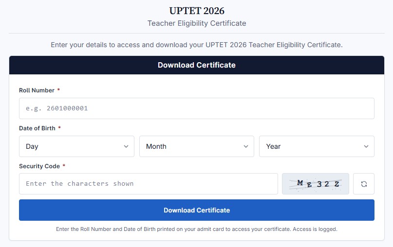 UPTET 2026 Certificate Released: How to Download the Certificate