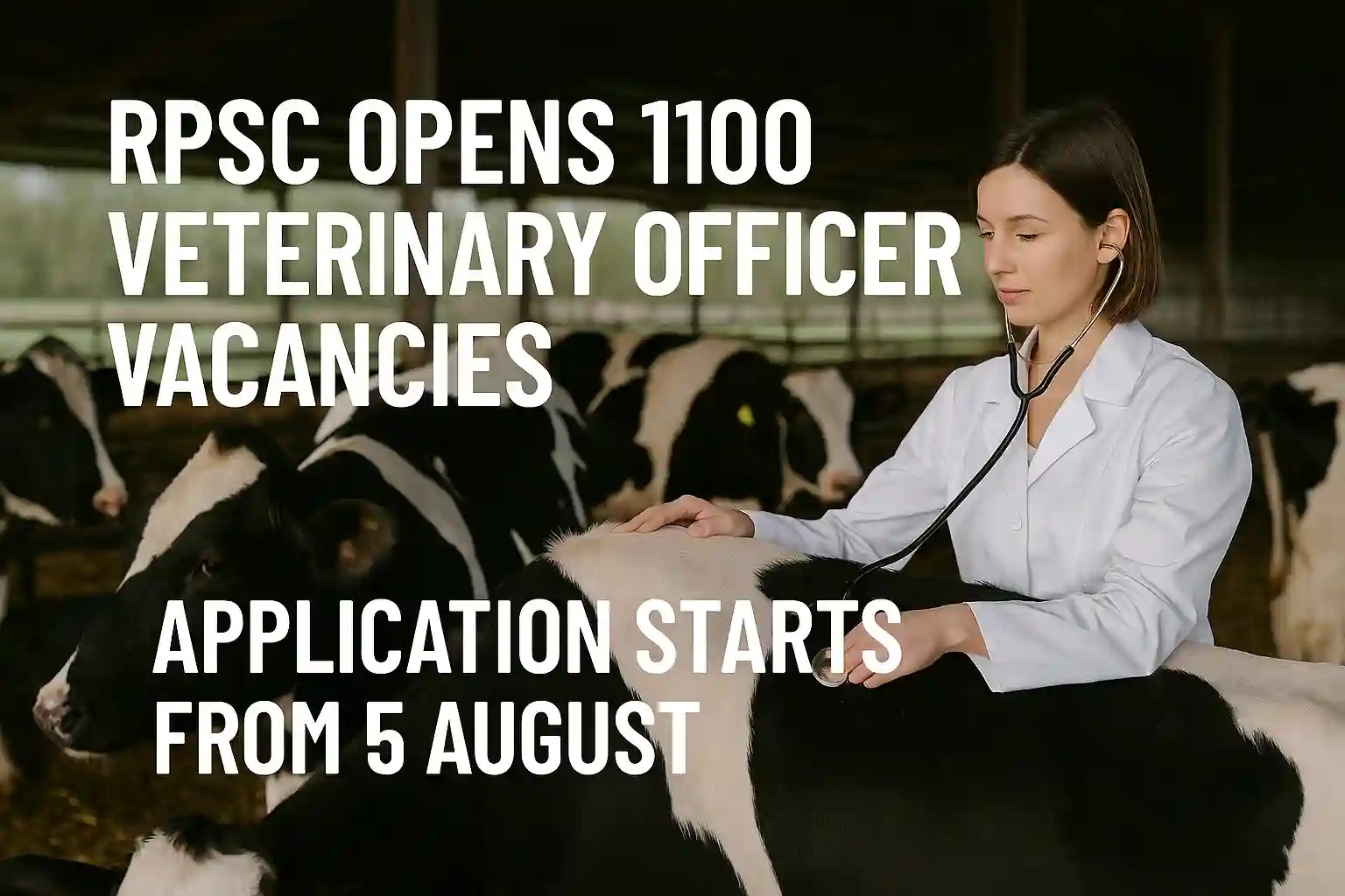 RPSC Opens 1100 Veterinary Officer Vacancies: Application Starts from 5 August