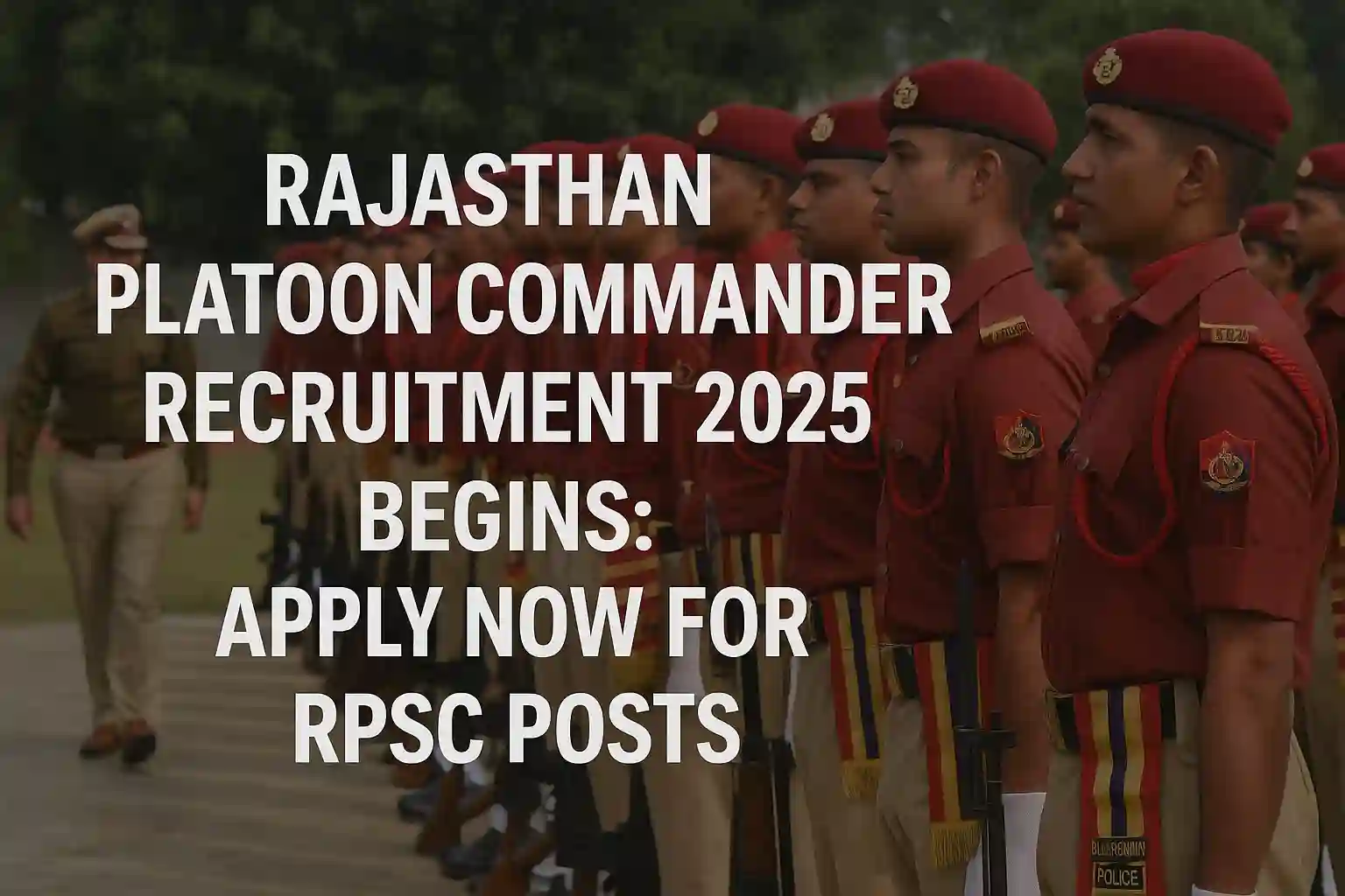 Rajasthan Platoon Commander Recruitment 2025 Begins: Apply Now for RPSC Posts
