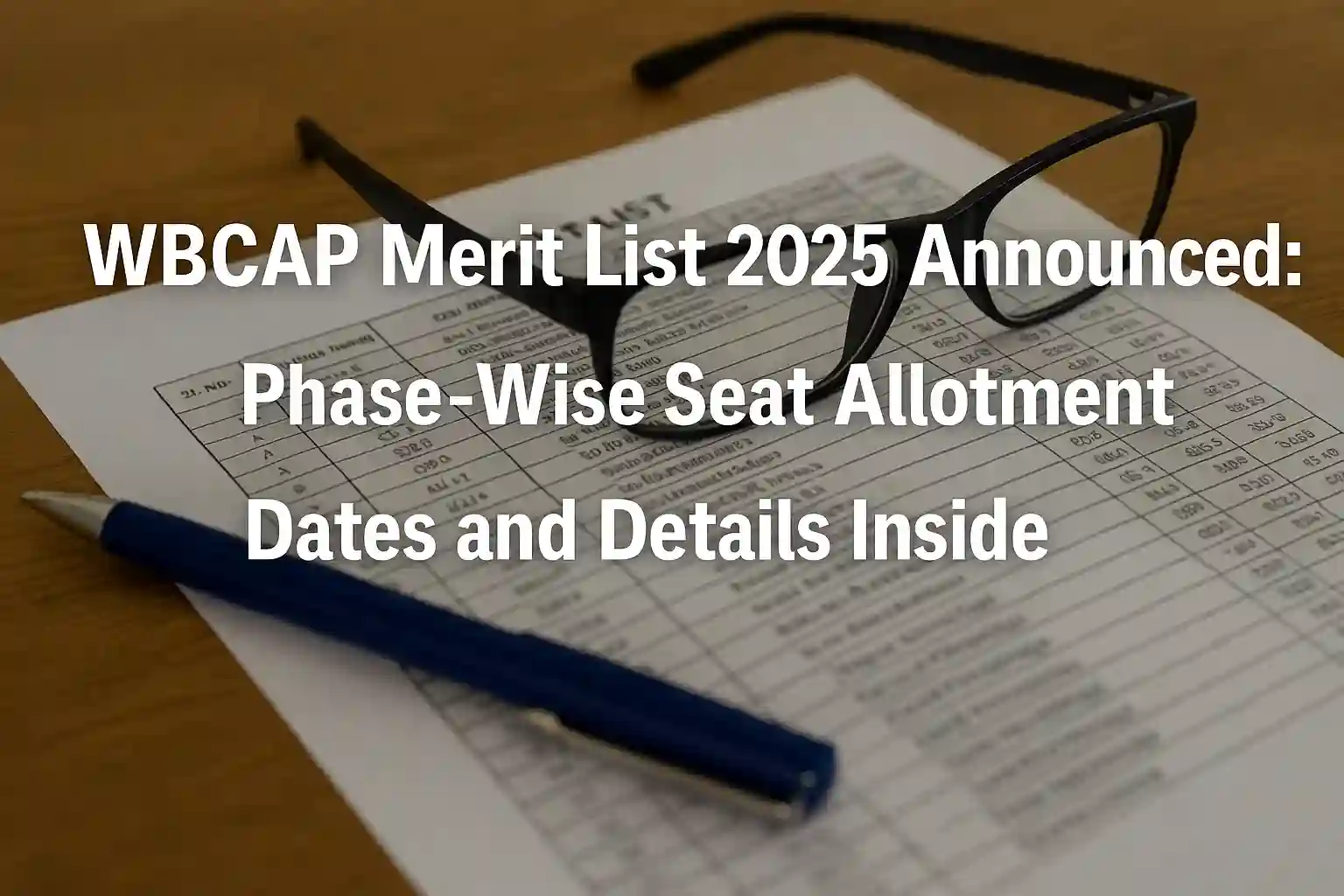 WBCAP Merit List 2025 Announced: Phase-Wise Seat Allotment Dates and Details Inside