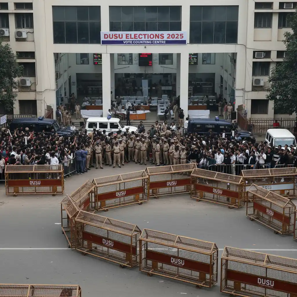 DUSU Elections 2025: Police Tighten Security at North Campus Before Vote Counting