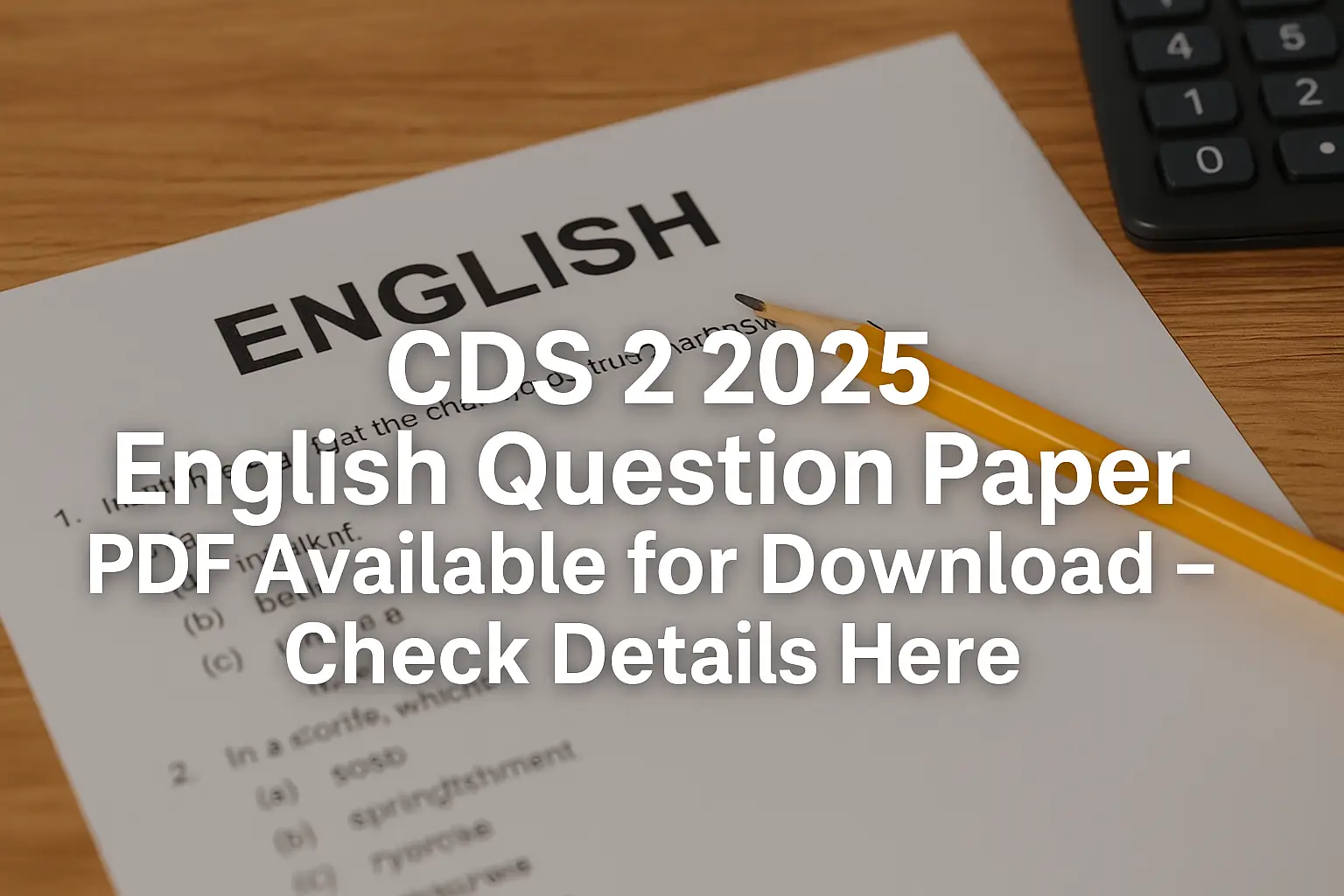 CDS 2 2025 English Question Paper PDF Available for Download – Check Details Here