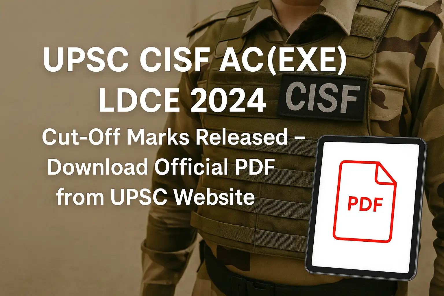 UPSC CISF AC(EXE) LDCE 2024 Cut-Off Marks Released – Download Official PDF from UPSC Website