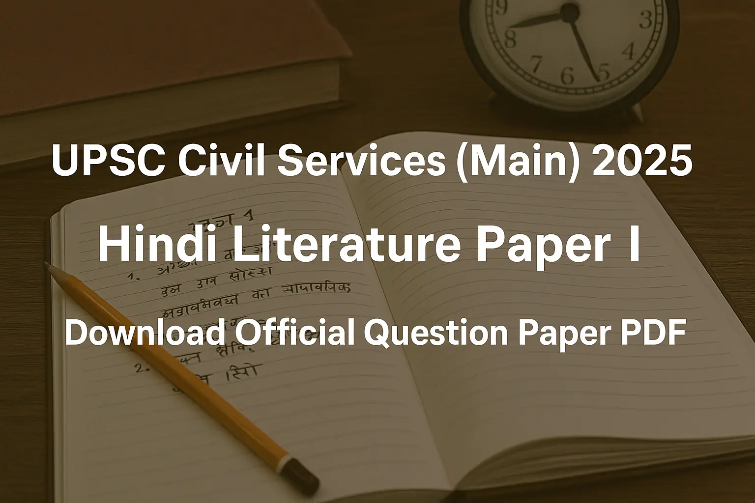 UPSC Civil Services (Main) 2025 Hindi Literature Paper I – Download Official Question Paper PDF