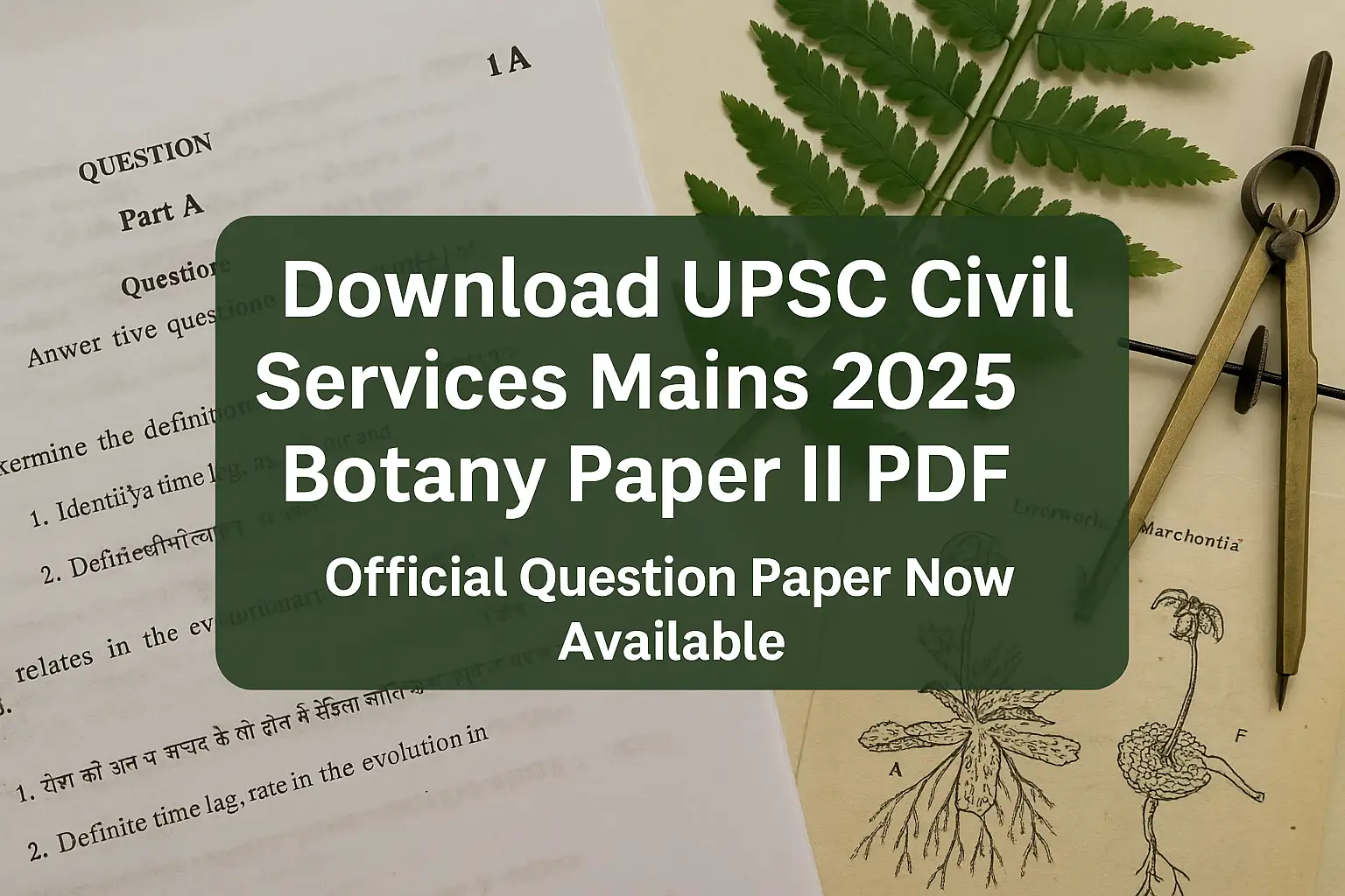 Download UPSC Civil Services Mains 2025 Botany Paper II PDF – Official Question Paper Now Available