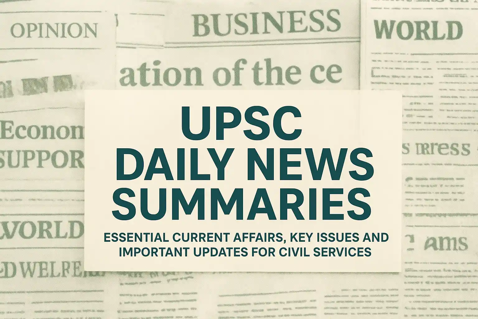 UPSC Daily News Summaries: Essential Current Affairs, Key Issues and Important Updates for Civil Services