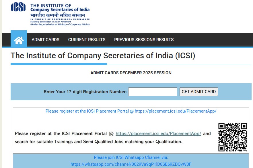 ICSI CS Executive December 2025 Admit Card Released: Exam Dates, Timing and Key Instructions