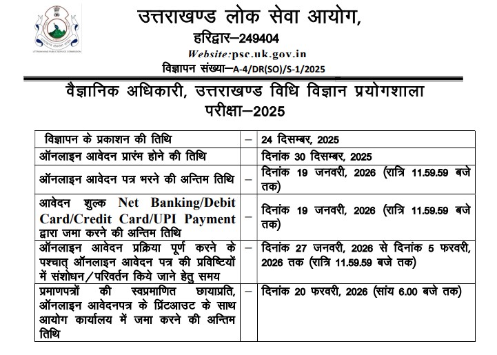 UKPSC Jobs 2026: Scientific Officer Vacancies Announced, Apply Online Now