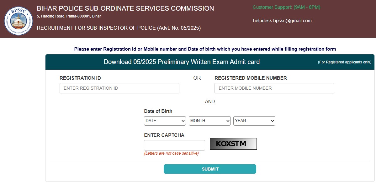 BPSC SI Prelims Admit Card 2026 Released: Exam Dates, Centre List and Download Steps