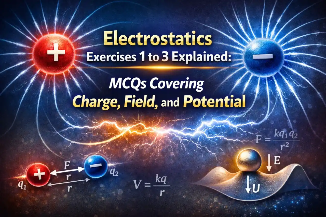 Electrostatics Exercises 1 to 3 Explained: MCQs Covering Charge, Field, and Potential