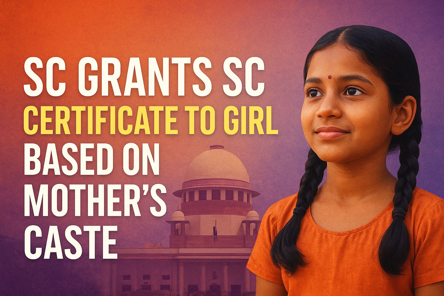 SC Grants SC Certificate to Girl Based on Mother’s Caste — Landmark Shift in Caste Recognition