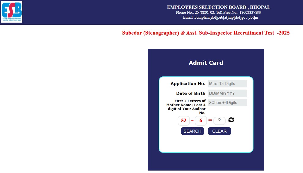 MP Police SI Admit Card Download 2026: Exam City, Date and Direct Link Details