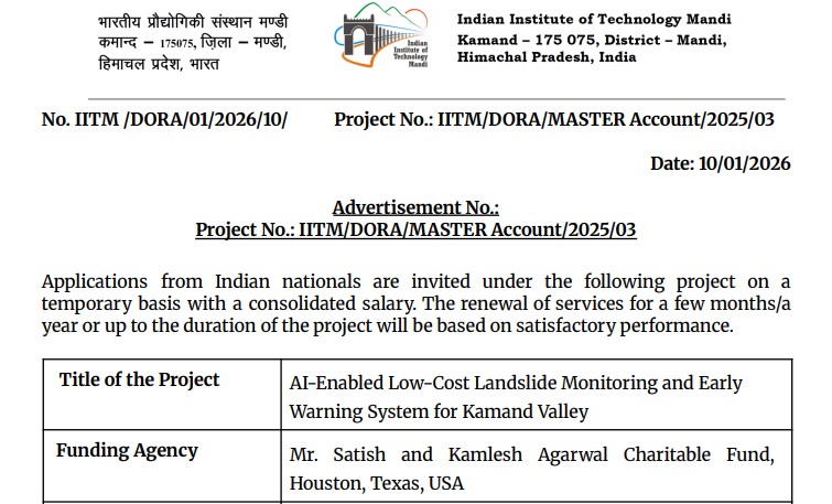 IIT Mandi Research Jobs 2026: Project Associate Vacancy, Eligibility and Online Application Guide
