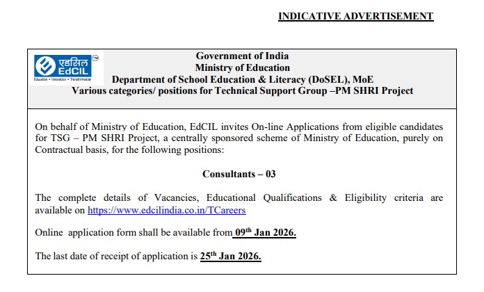 EdCIL Jobs 2026: Apply Online for Consultant Positions in Education Sector