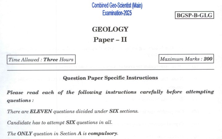 UPSC Geo-Scientist Main Exam 2025 Geology Paper II: Download Question Paper, Exam Pattern, and Preparation Use
