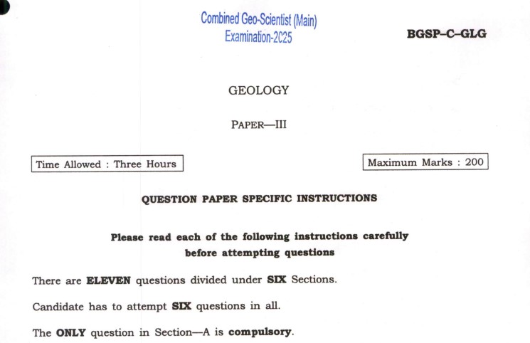 Geo-Scientist Main Exam 2025: Geology Paper III Question Paper PDF Download Guide
