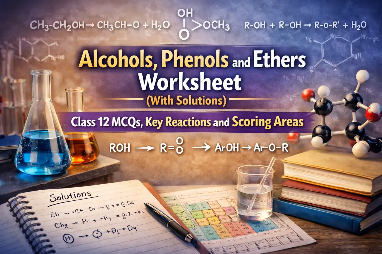 Alcohols, Phenols and Ethers Worksheet (With Solutions): Class 12 MCQs, Key Reactions and Scoring Areas