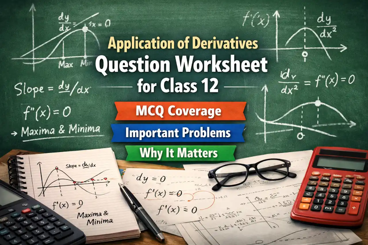 Application of Derivatives Question Worksheet for Class 12: MCQ Coverage, Important Problems and Why It Matters