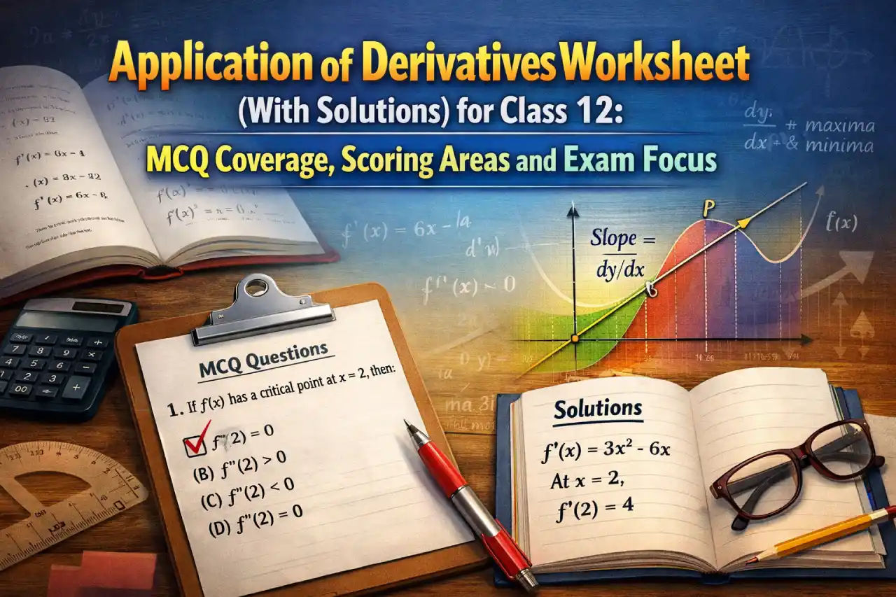 Application of Derivatives Worksheet (With Solutions) for Class 12: MCQ Coverage, Scoring Areas and Exam Focus