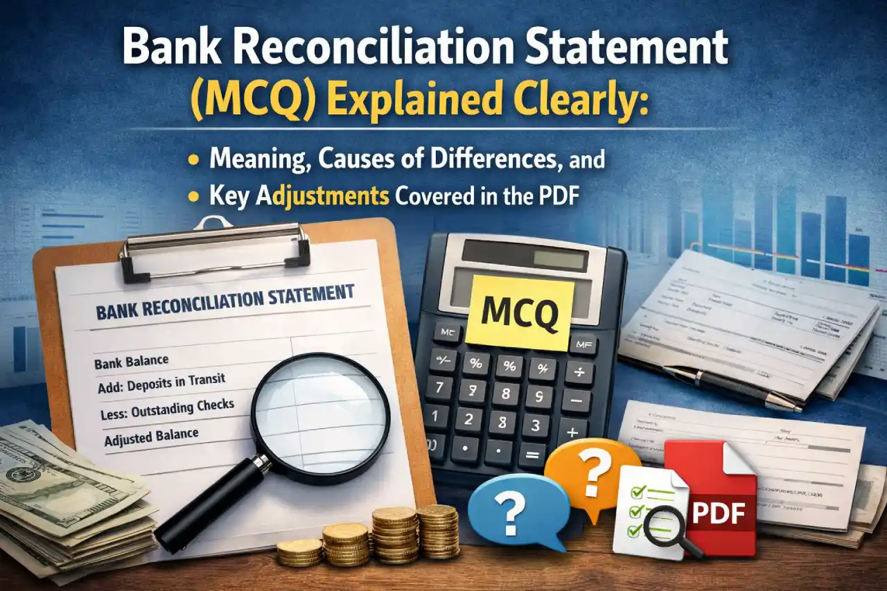 Bank Reconciliation Statement (MCQ) Explained Clearly: Meaning, Causes of Differences, and Key Adjustments Covered in the PDF