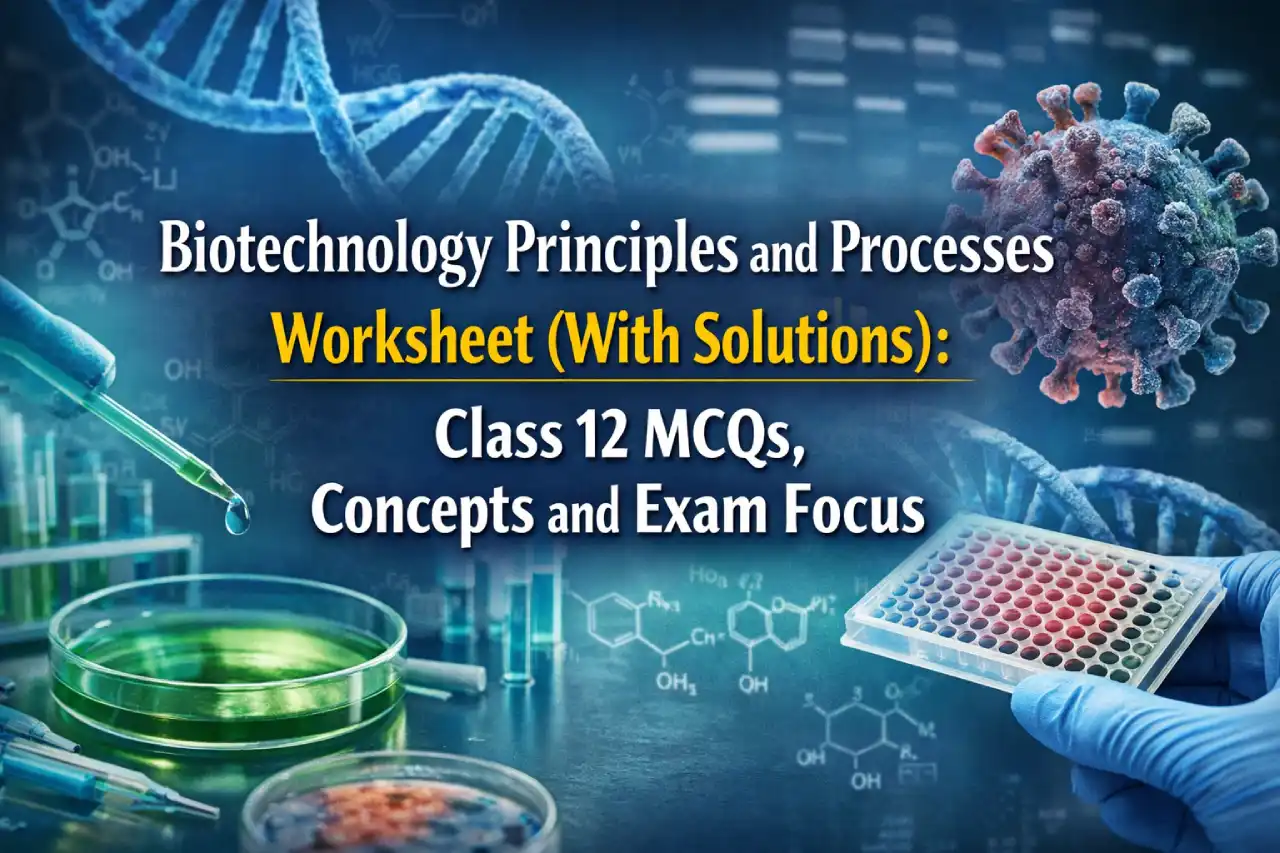 Biotechnology Principles and Processes Worksheet (With Solutions): Class 12 MCQs, Concepts and Exam Focus