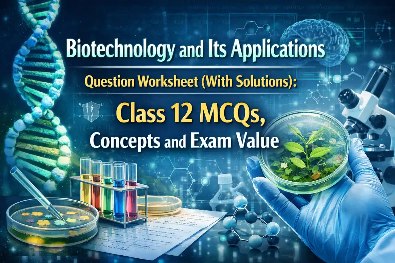 Biotechnology and Its Applications Question Worksheet (With Solutions): Class 12 MCQs, Concepts and Exam Value