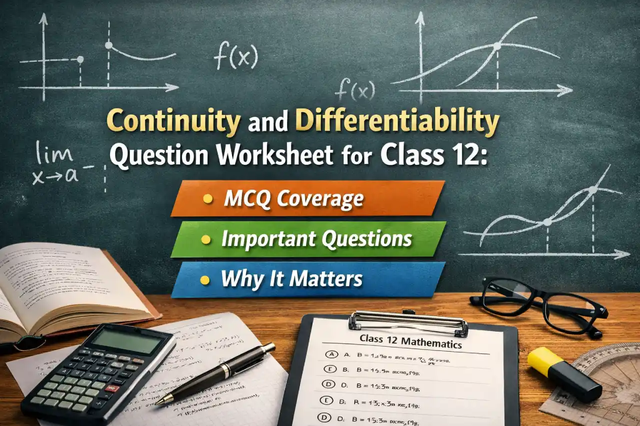 Continuity and Differentiability Question Worksheet for Class 12: MCQ Coverage, Important Questions and Why It Matters