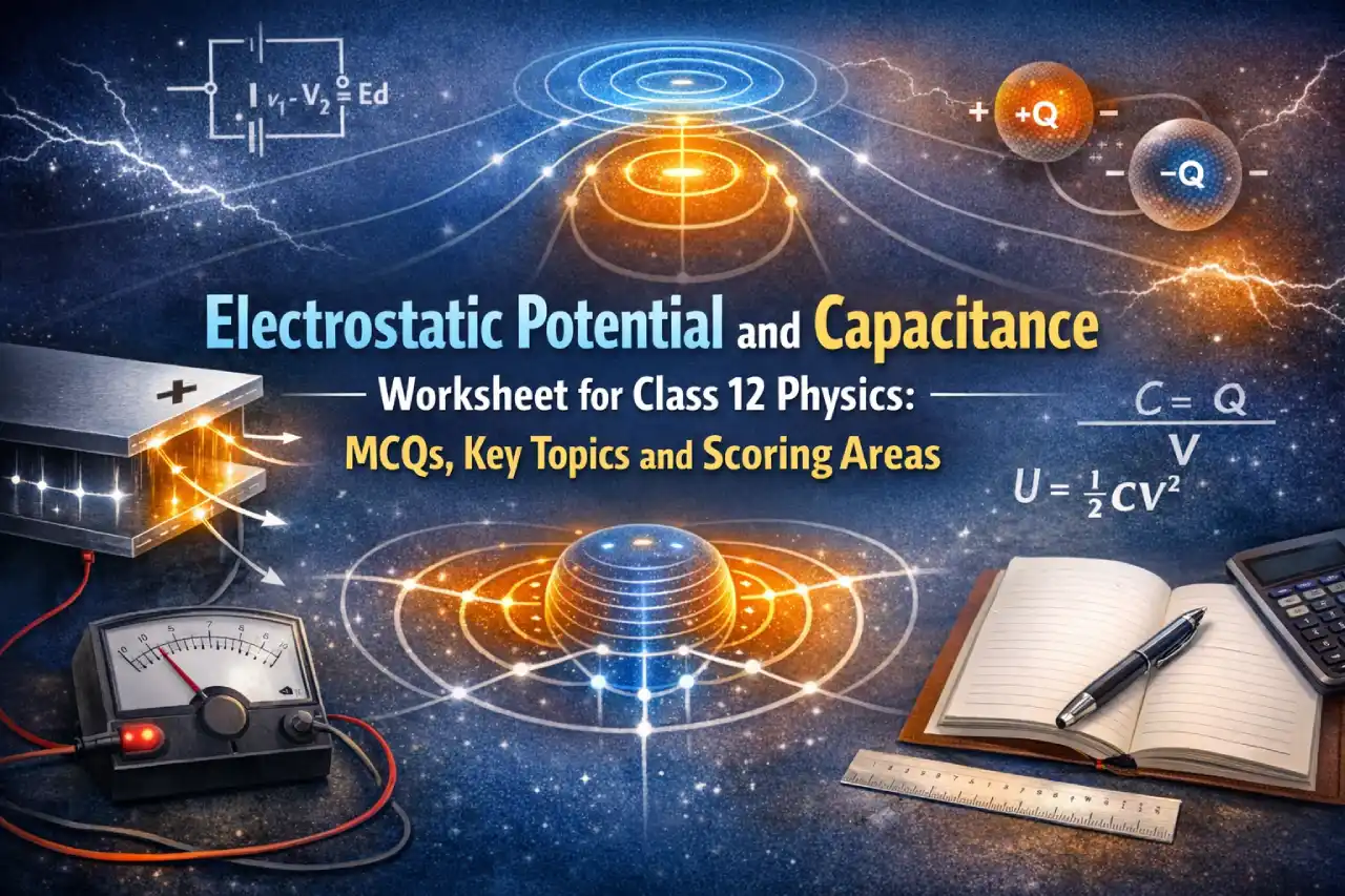 Electrostatic Potential and Capacitance Worksheet for Class 12 Physics: MCQs, Key Topics and Scoring Areas