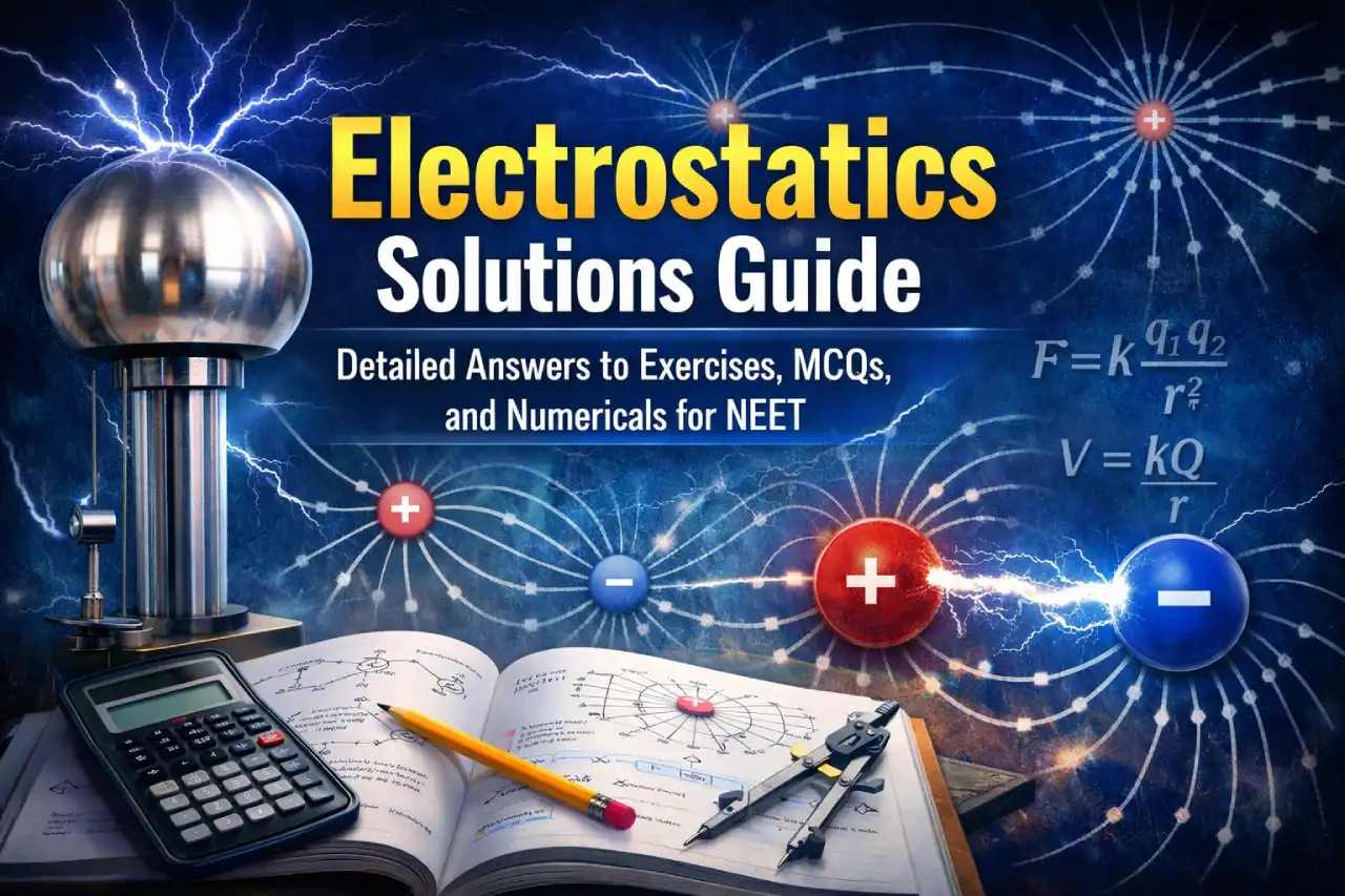 Electrostatics Solutions Guide: Detailed Answers to Exercises, MCQs, and Numericals for NEET