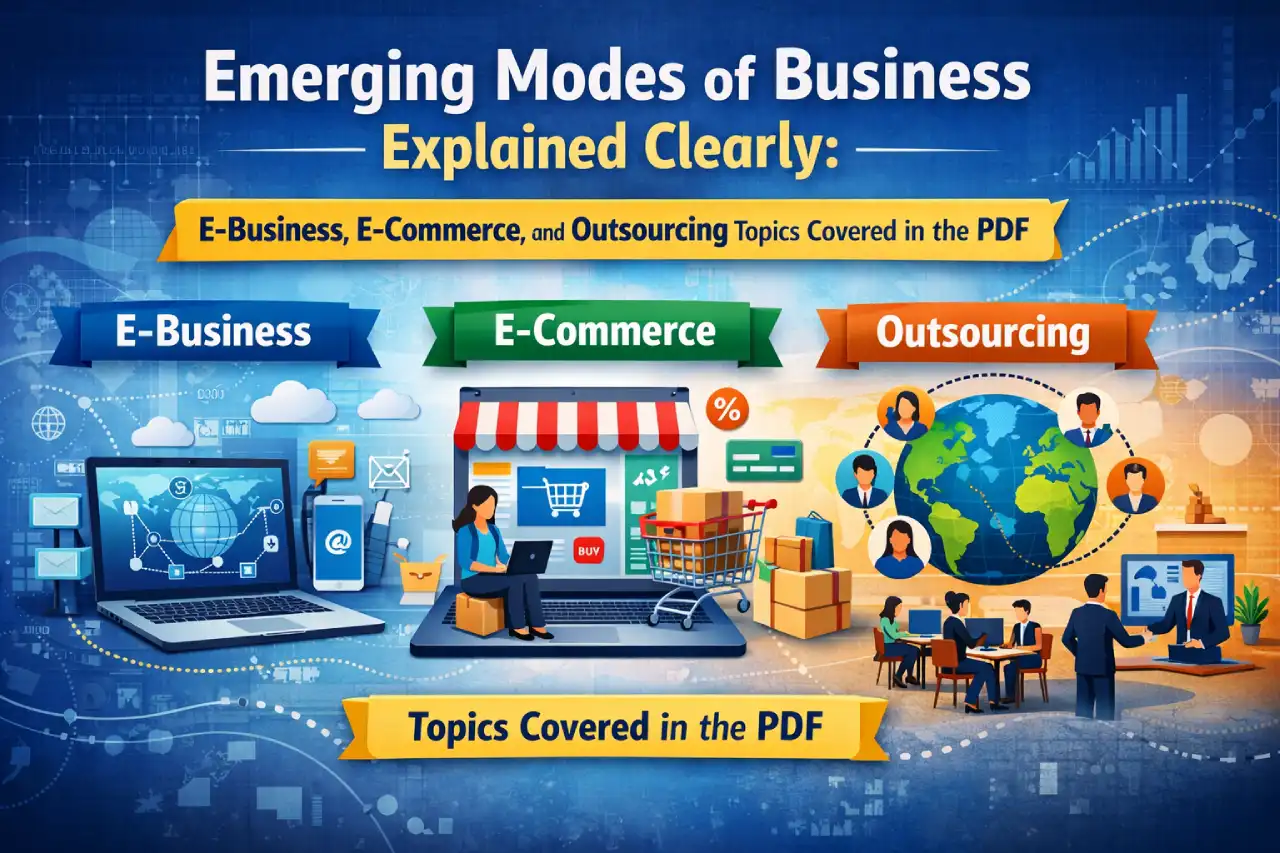 Emerging Modes of Business (Answer) Explained Clearly: E-Business, E-Commerce, and Outsourcing Topics Covered in the PDF
