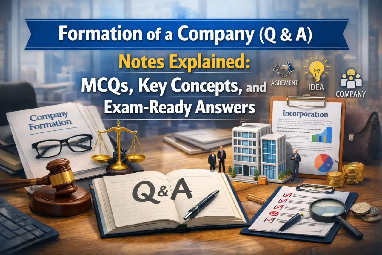 Formation of a Company (Q & A) Notes Explained: MCQs, Key Concepts, and Exam-Ready Answers