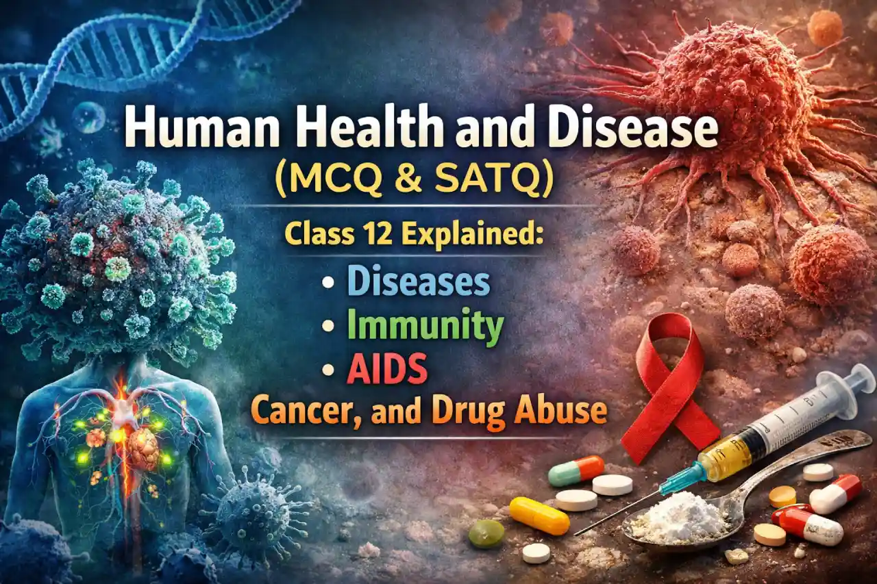 Human Health and Disease (MCQ & SATQ) Class 12 Explained: Diseases, Immunity, AIDS, Cancer, and Drug Abuse
