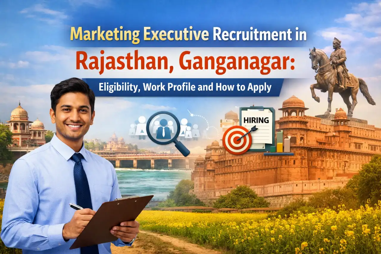 Marketing Executive Recruitment in Rajasthan, Ganganagar: Eligibility, Work Profile and How to Apply