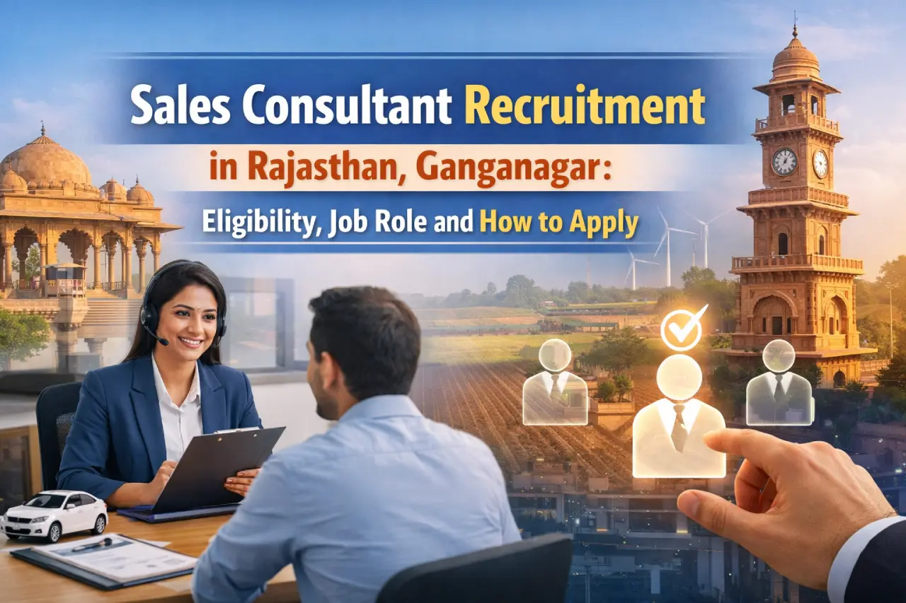 Sales Consultant Recruitment in Rajasthan, Ganganagar: Eligibility, Job Role and How to Apply