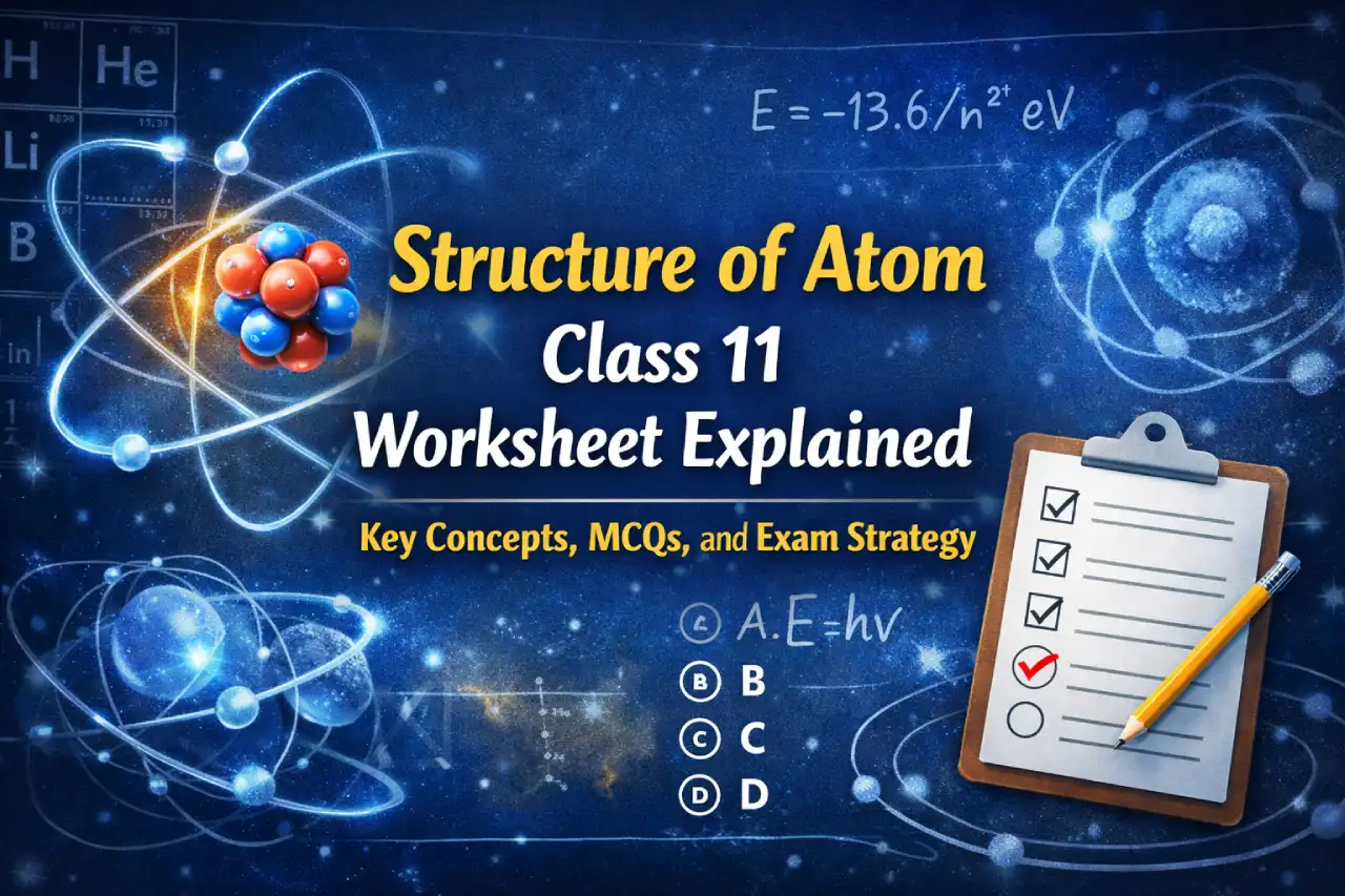 Structure of Atom Class 11 Worksheet Explained: Key Concepts, MCQs, and Exam Strategy