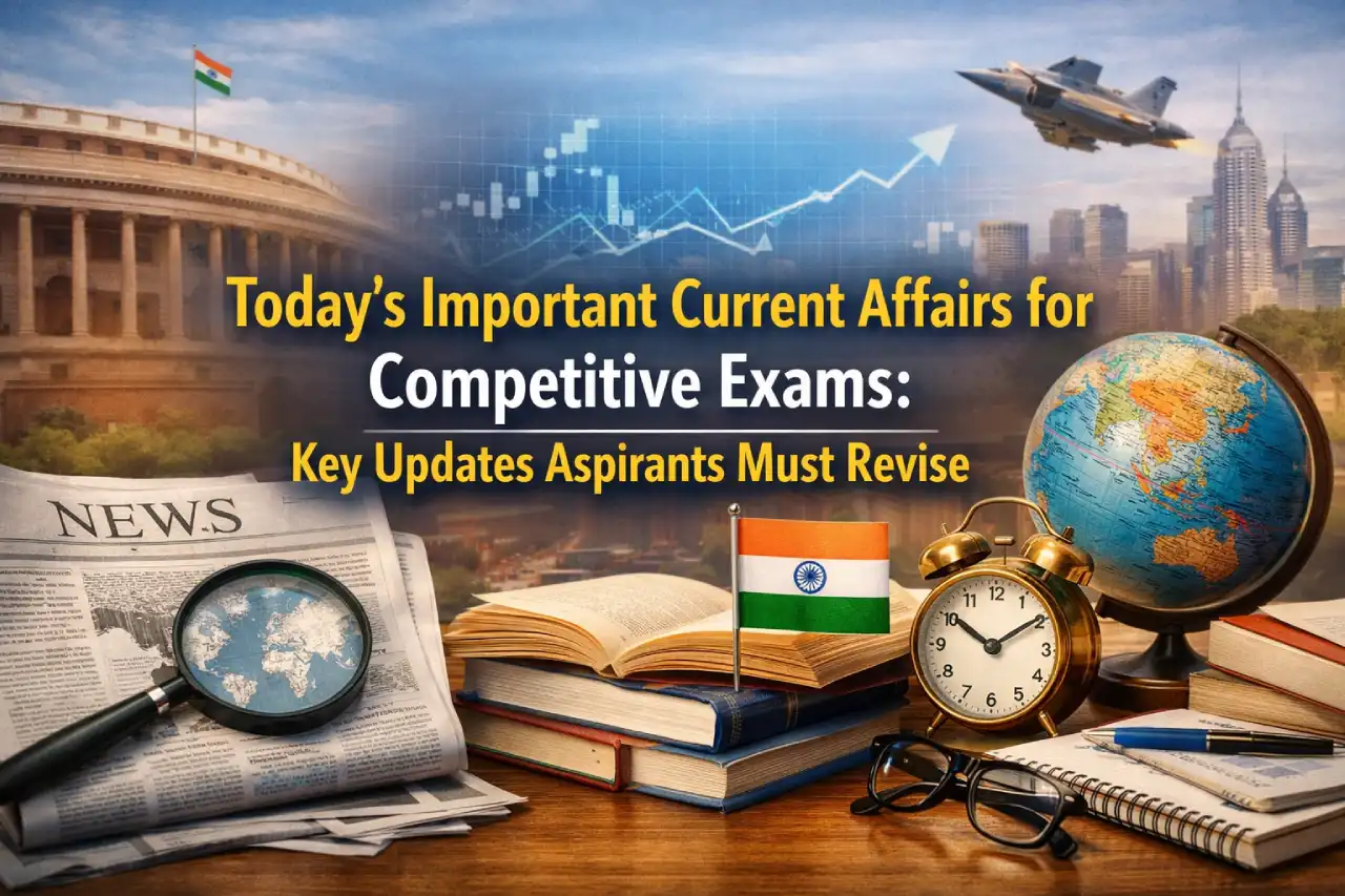 Today’s Important Current Affairs for Competitive Exams: Key Updates Aspirants Must Revise