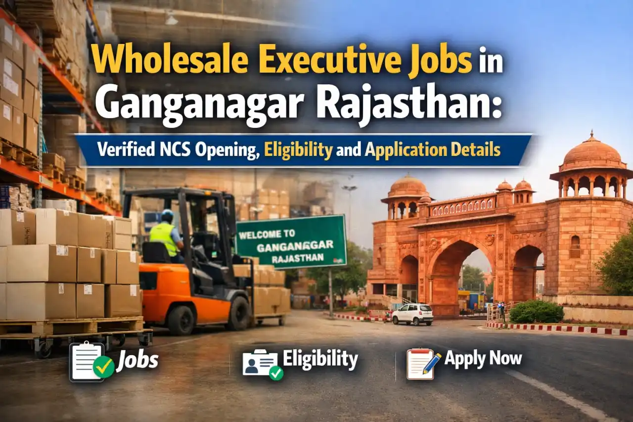 Wholesale Executive Jobs in Ganganagar Rajasthan: Verified NCS Opening, Eligibility and Application Details
